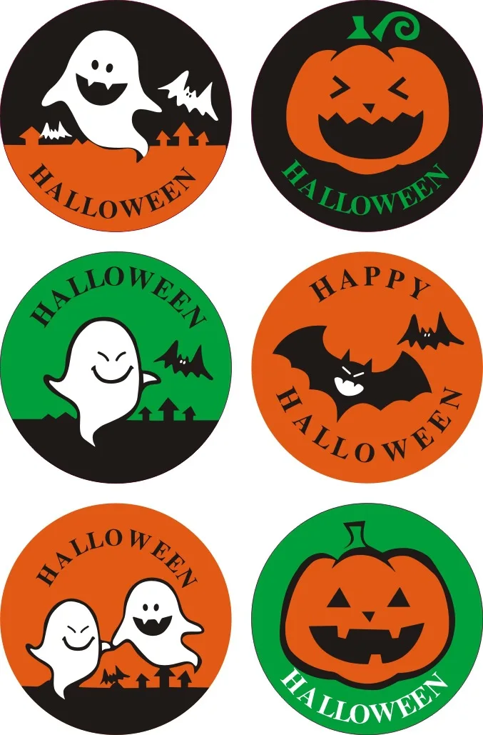 60 шт. скругленные наклейки для упаковки тортов на Хэллоуин|Канцелярские
