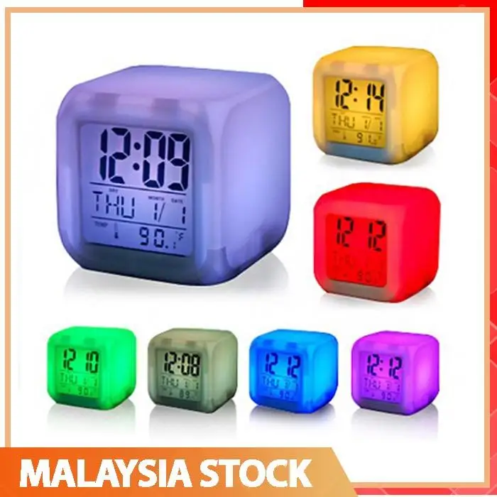 Лучшее предложение! Светодиодный ЖК-дисплей 7 цветных цифровых будильников
