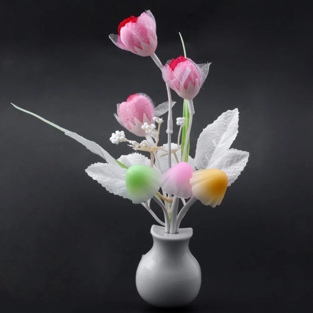 

Free shipping New Home Decor Mini Tulip Soft Romantic Sensor Baby Bed Room Lamp Night Light-US plug H02