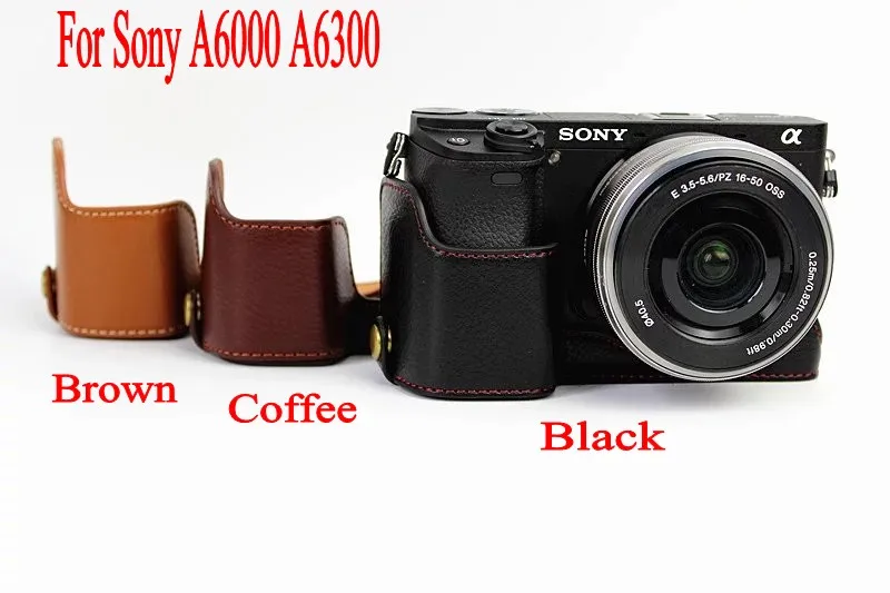 Сумка для камеры из натуральной кожи чехол Sony A6000 A6300 A6400 профессиональный модный