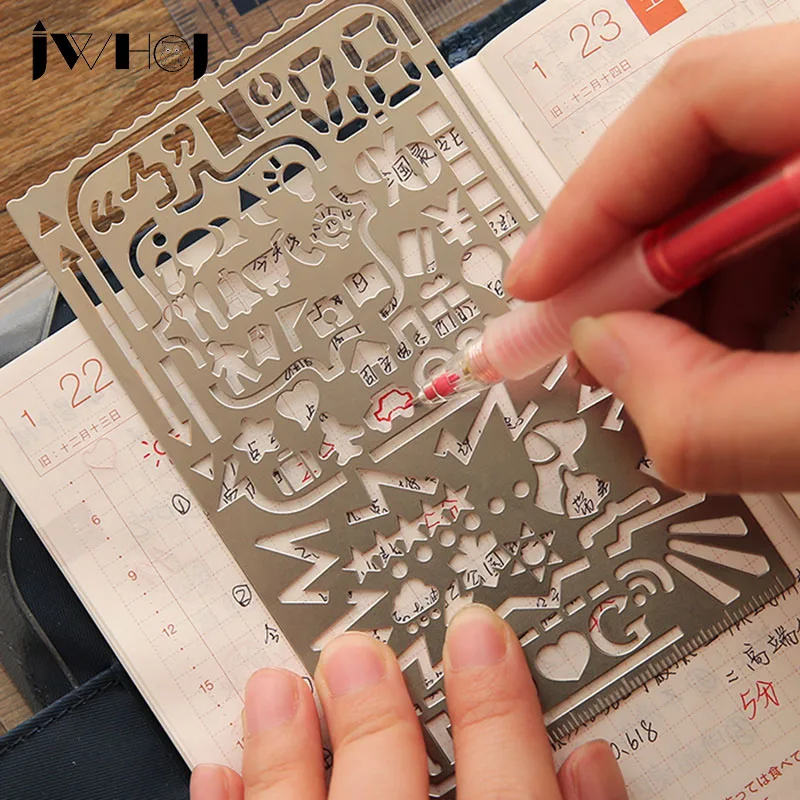 Многофункциональная металлическая линейка с геометрическим узором 1 шт. ручная