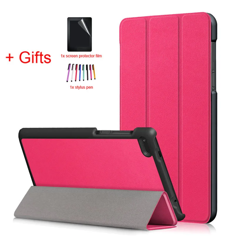 Rose Red Магнитный чехол для lenovo Tab 7, TB-7304F 7304I, 7304x7 дюймов, планшет из искусственной кожи, защитный чехол+ пленка+ ручка - Цвет: Rose Red