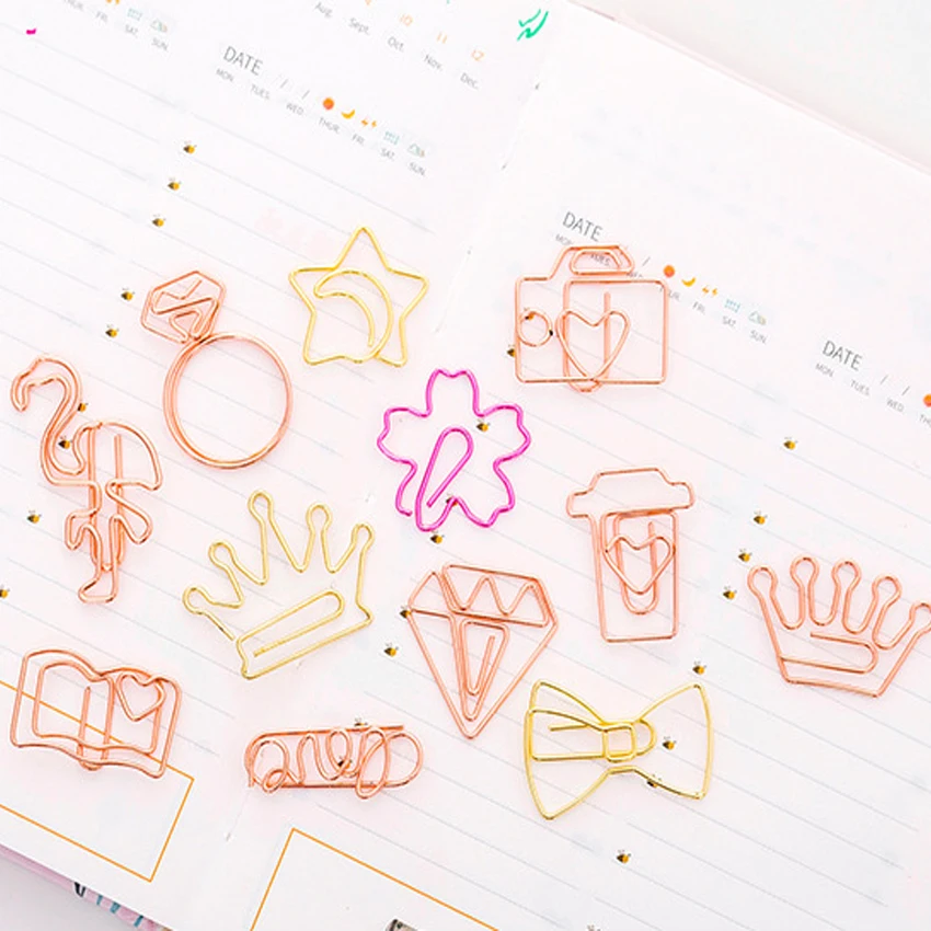 5 шт./лот Kawaii розовые золотые бумажные зажимы закладки металлические скрепки для
