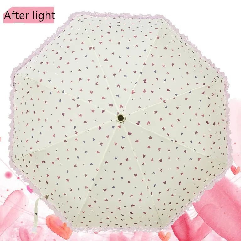 Творческий Кружево зонтик дождь Для женщин Цвет изменить складной полностью