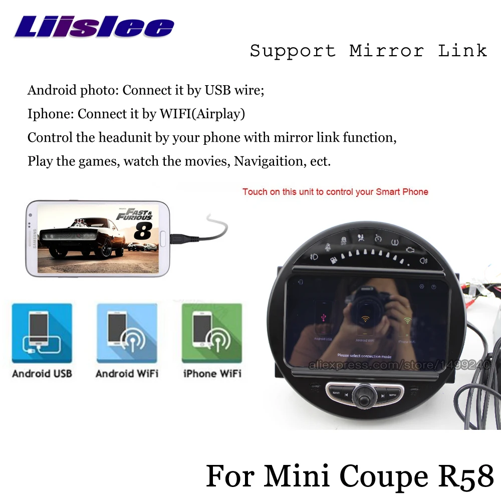 Liislee автомобиля Android мультимедиа для Mini Coupe R58 2012~ стерео радио аудио ТВ Carplay gps BT Nav Navi карта навигации Системы
