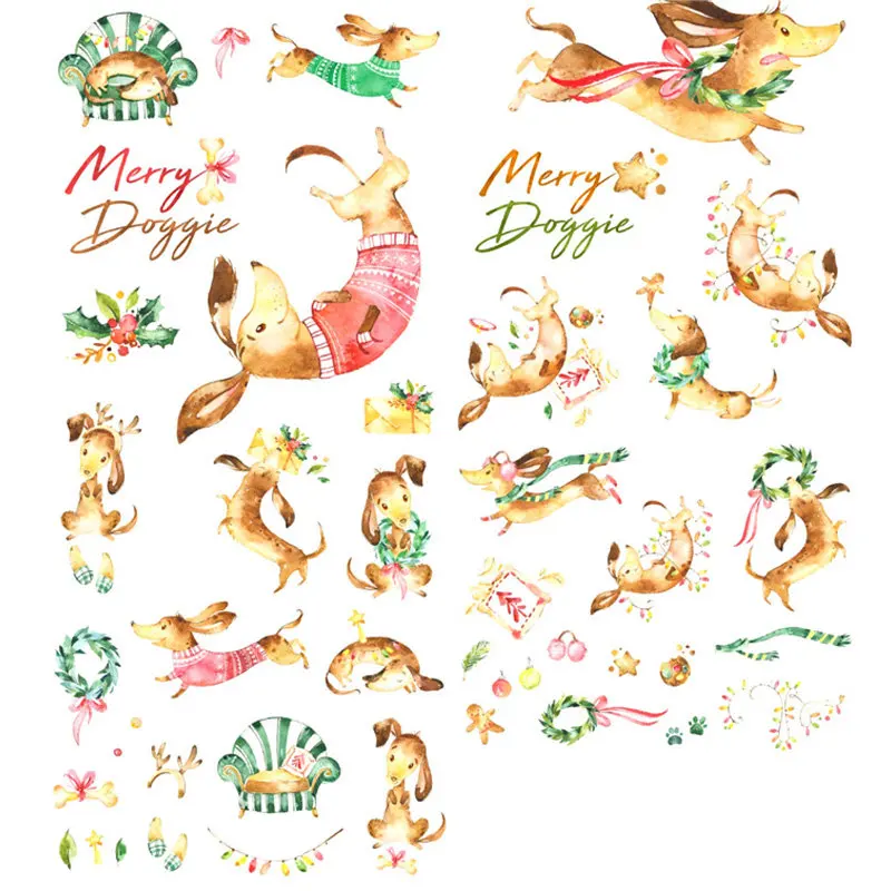 sz12708 2 шт. Kawaii мультфильм зимние зайчики DIY Uncut украшения скрапбук канцелярские дневники стикеры планировщик милые этикетки туристические наклейки - Цвет: sz12708