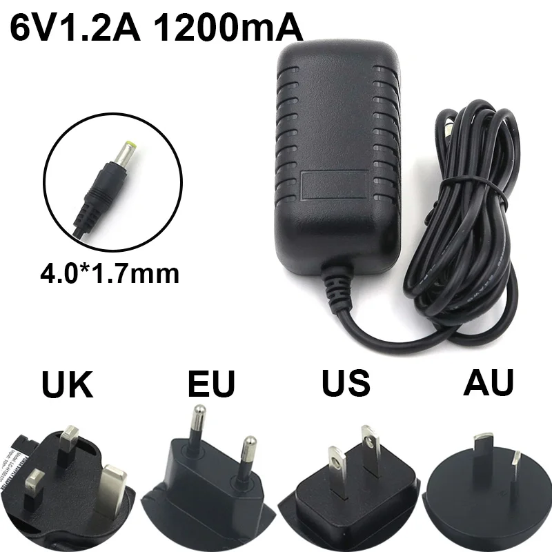 

AC 100-240V to DC 6V1.2A Charger Switching Power Supply Converter Adapter US/EU/UK/AU Plug 4.0*1.7mm for LED light Free Shipping