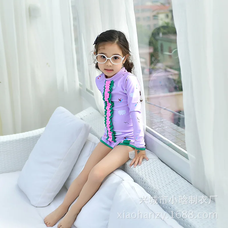 Купальник для маленьких девочек купальник на бретелях 2018 с цветочным узором