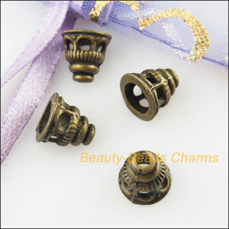 Новинка! 60 шт. состаренная бронза Цвет рог в форме цветов биссерных колпачков