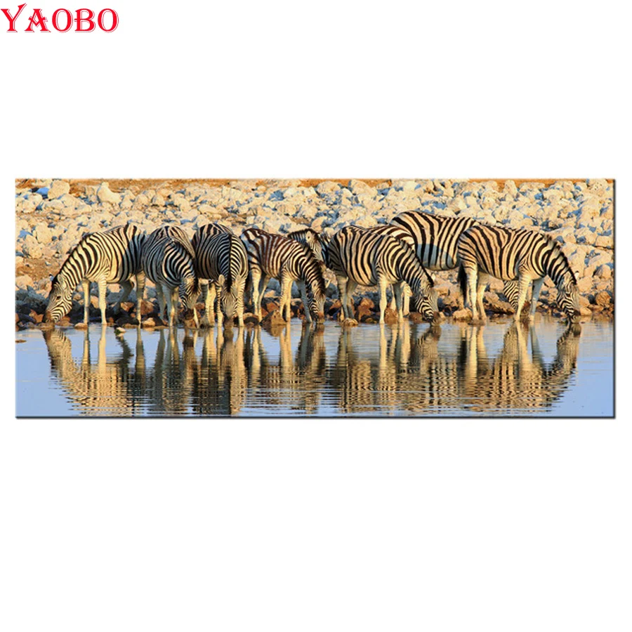 3d Алмазная вышивка сделай сам животное Зебра питьевая вода 5d алмазная