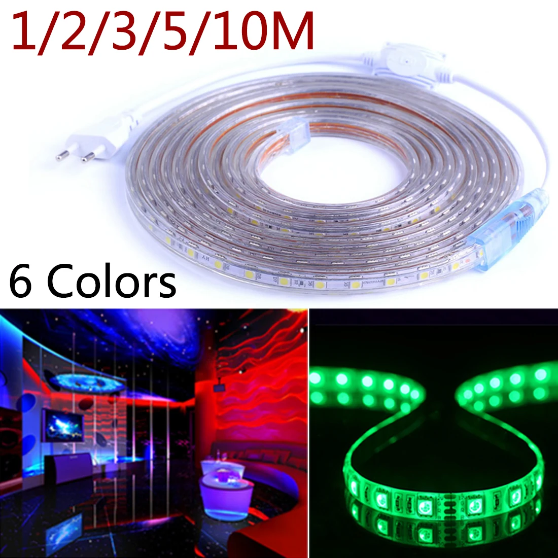 Светодиодный светильник водонепроницаемый 1/2/3/5/10 м 220 В перем. Тока 5050 RGB 60
