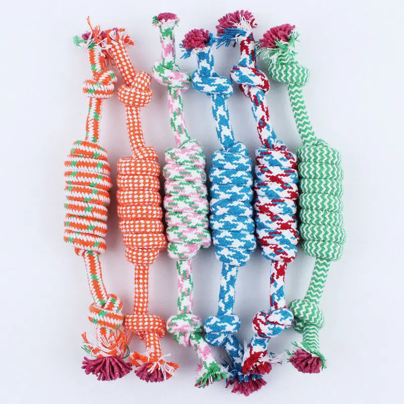 

Puppy Dog Pet Toy Cotton Braided Bone Rope Chew Knot Random Color New