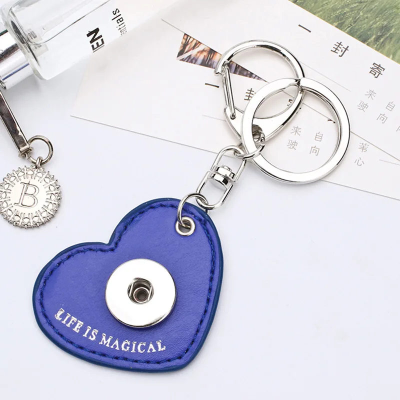 Модный 8 видов цветов Брелок с сердечком кожаный брелок кнопками подходит для DIY 18