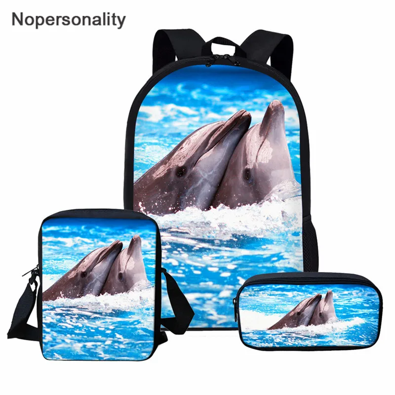 

Многофункциональный рюкзак для девочек-подростков Nopersonality, комплект женских школьных сумок с принтом синей акулы, детские школьные ранцы
