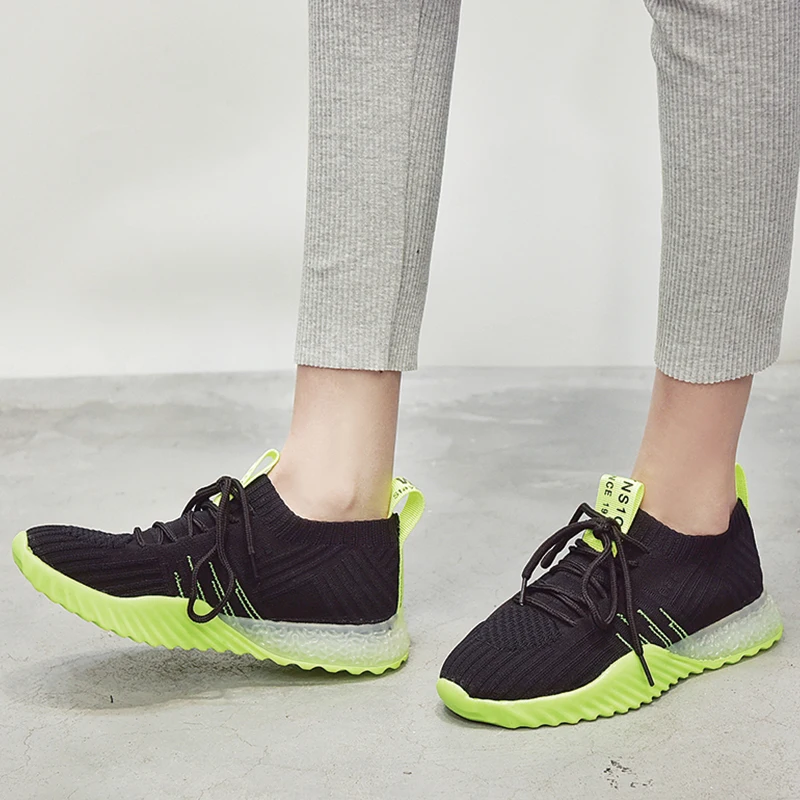 2019 Spring Breathable Soft Sneakers Fashion Casual Shoes Walking Flat Woman White MS-100 | Обувь