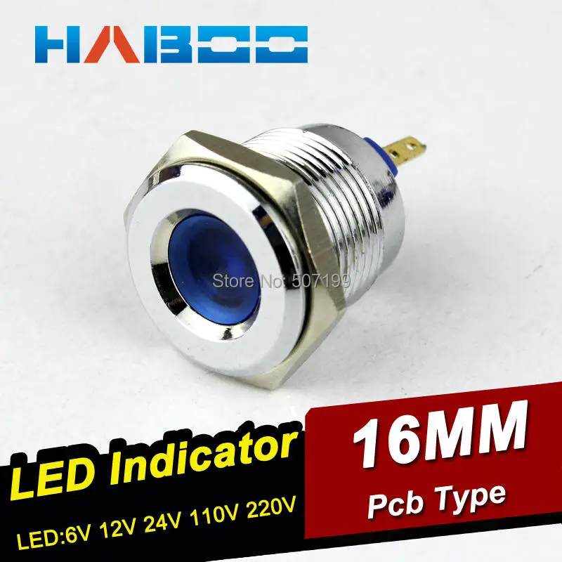 1 шт. Бесплатная доставка 16 мм металлический светодиодный индикатор 2 контакта