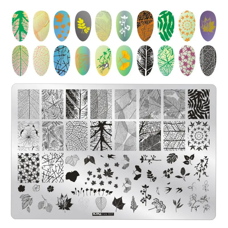 

1Pcs Dry Flowers Nail Stamping Template Plates Lace Leaves Image Rectangle Nail Art Stamp Plate Manicure Stencils Tools