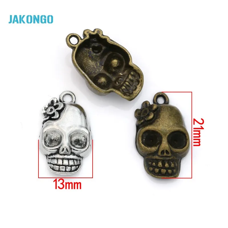 JAKONGO 10 шт. тибетская Серебряная бронзовая позолоченная подвеска с черепом для
