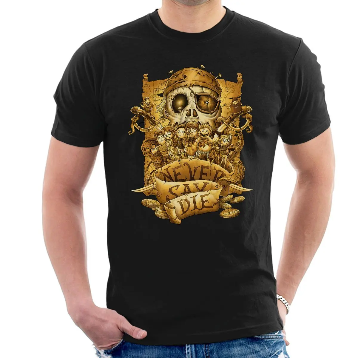 Горячие продажа футболка Goonies Мультфильм Дети Никогда Не Говори Умереть мужская