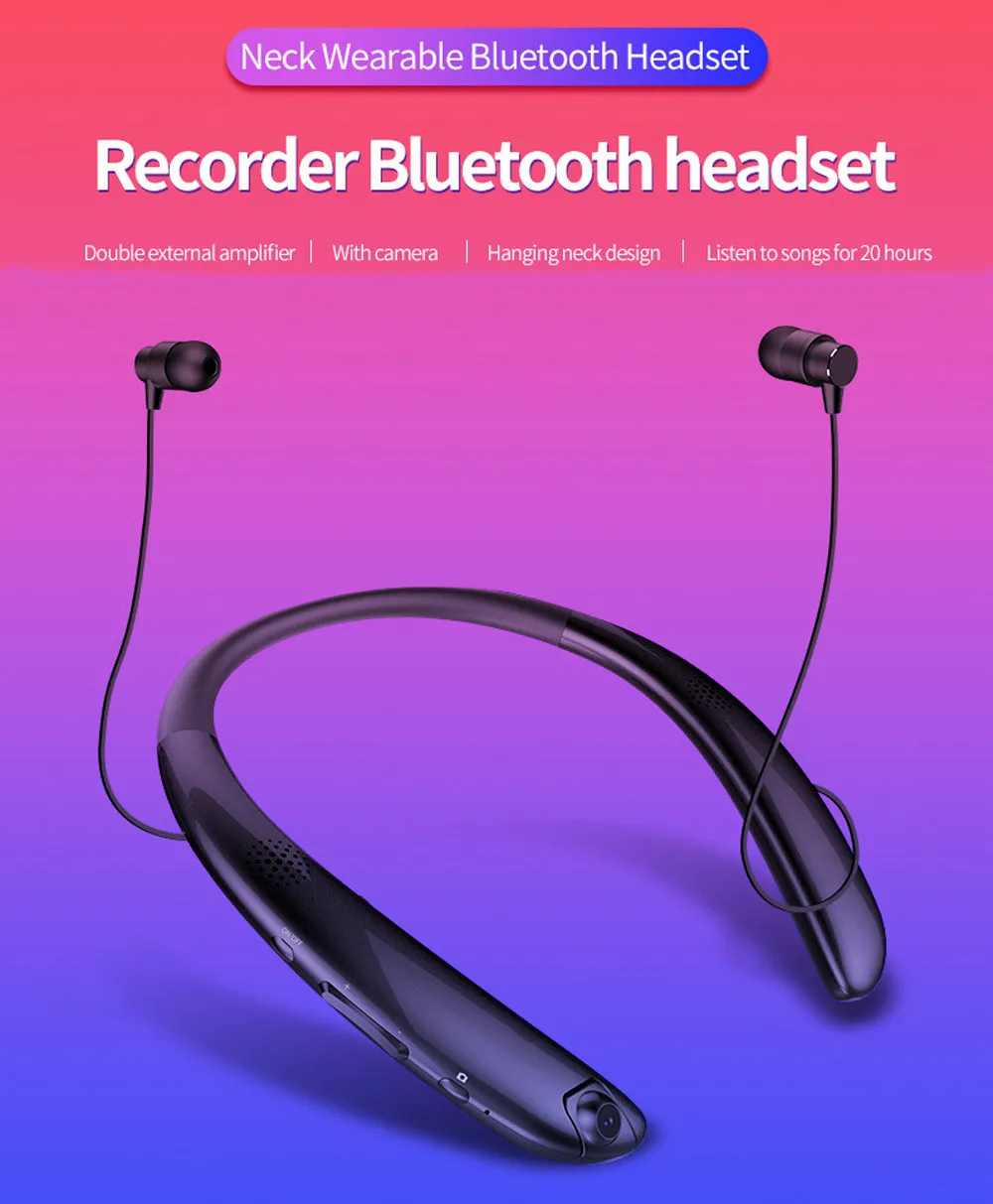 Bluetooth наушники стерео спортивные выдвижной шейный Браслет Беспроводная