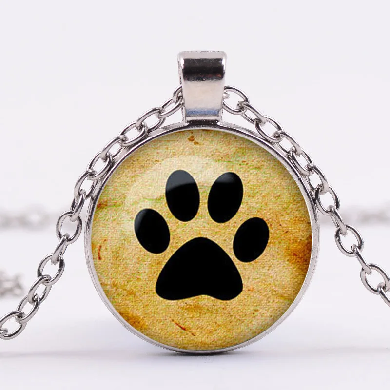 2017 NewGlass ожерелье с подвеской лапа подвеска круглый ошейник для собак кошек ног