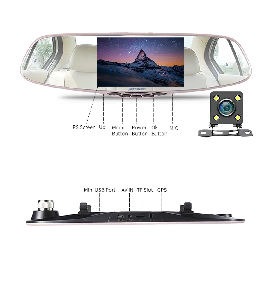 Новейшее 5 дюймов Автомобильное зеркало заднего вида автомобиля Dvr камера HD 1080 P