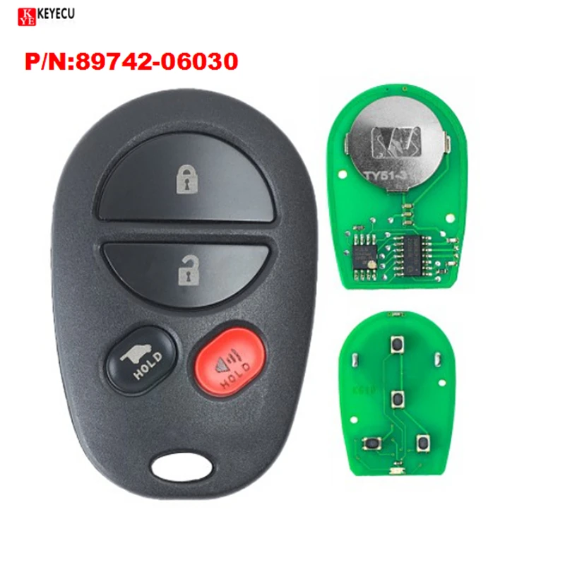 Keyecu 3 + 1 Кнопка 433 МГц для Toyota Camry ACV40 и GSV40 alврезной Ateva Grande 2006 2011 P/N:89742 06030|Ключ от