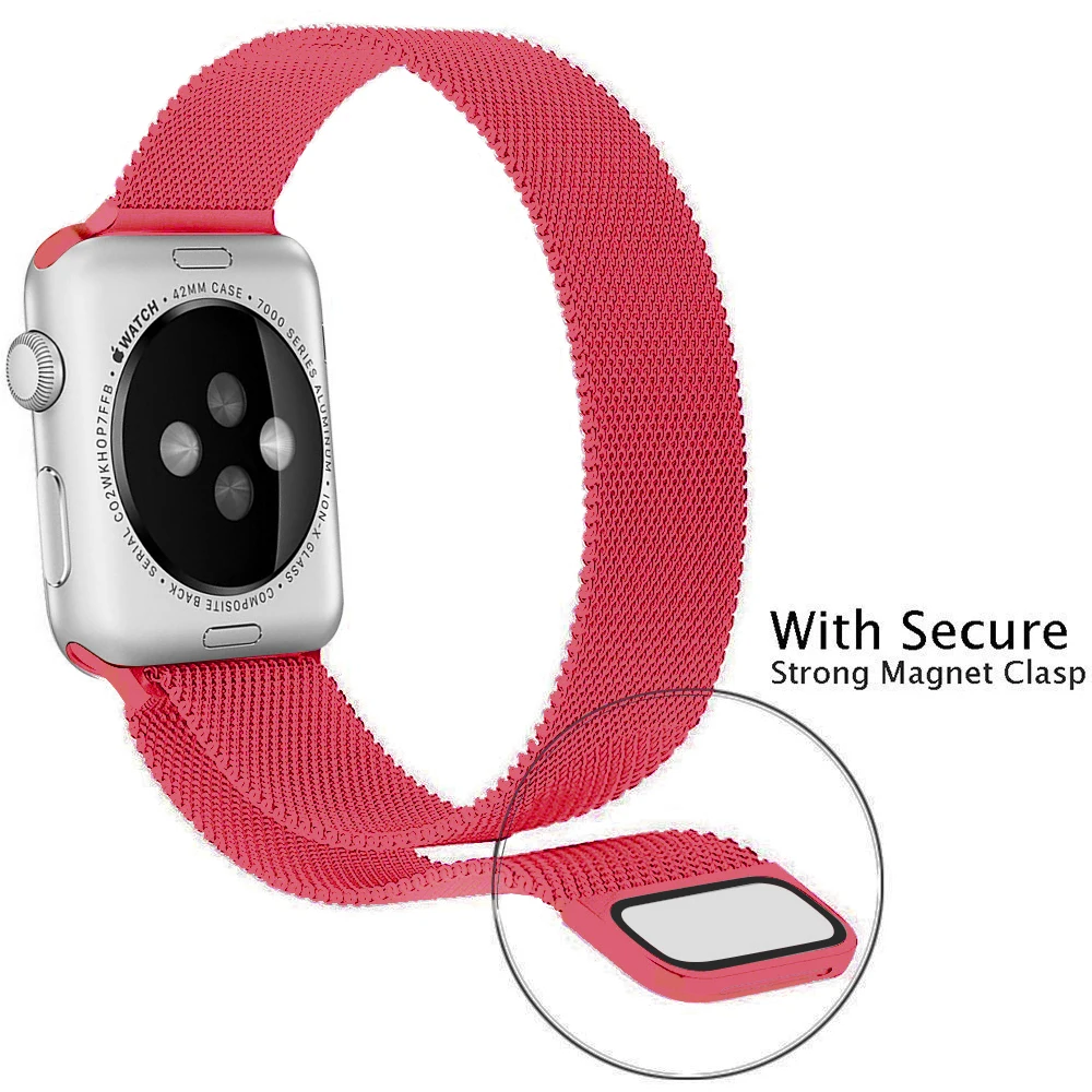 Ремешок для Apple Watch 38 мм 40 мм 42 мм 44 мм, Миланская Петля из нержавеющей стали, сетчатый Спортивный Браслет, магнитная застежка для iWatch серии 1/2/3/4