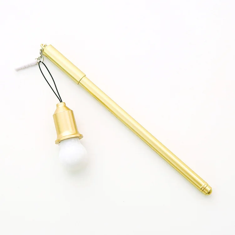 Gold Light bulb 1pcs Корейский милый Единорог гелевая ручка с подвеской Kawaii Розовая пантера канцелярские товары Рождественский лось Снеговик креативный светильник Эйфелева башня лампа - Цвет: Gold Light bulb 1pcs