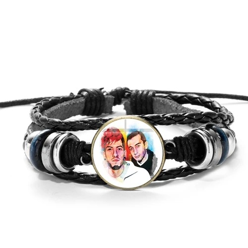 Style 11 SONGDA Twenty One Pilots многослойный Плетеный Кожаный браслет для мужчин и женщин модная музыкальная группа знак Стекло Кабошон Шарм Pulseira - Окраска металла: Style 11