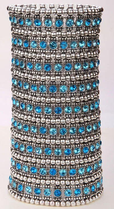 silver blue Многослойные эластичные манжеты длинный Браслет Кристалл Свадебные Модные Ювелирные изделия Подарки для женщин ее жена мама B16 9 ряд Прямая поставка - Окраска металла: silver blue