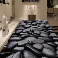 free shipping black pebble stone floor self adhesive waterproof anti skidding bathroom lobby wallpaper living room mural