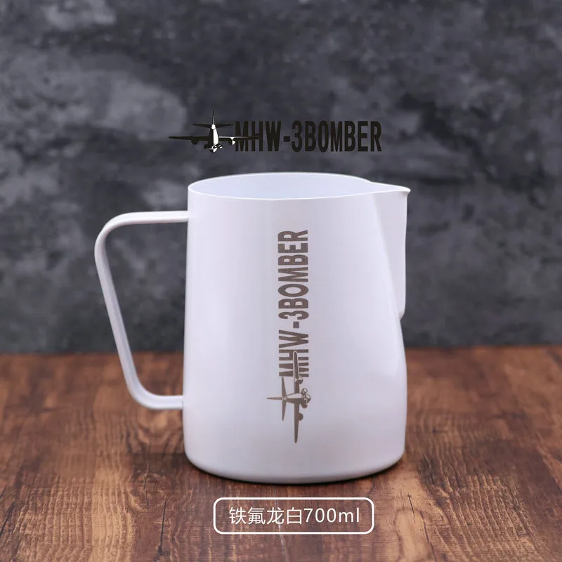 White 700ml Нержавеющая сталь Кувшин для вспенивания молока эспрессо кофе бариста ремесло латте искусство Профессиональный кофе конкурс Молоко Крем кружка - Цвет: White 700ml