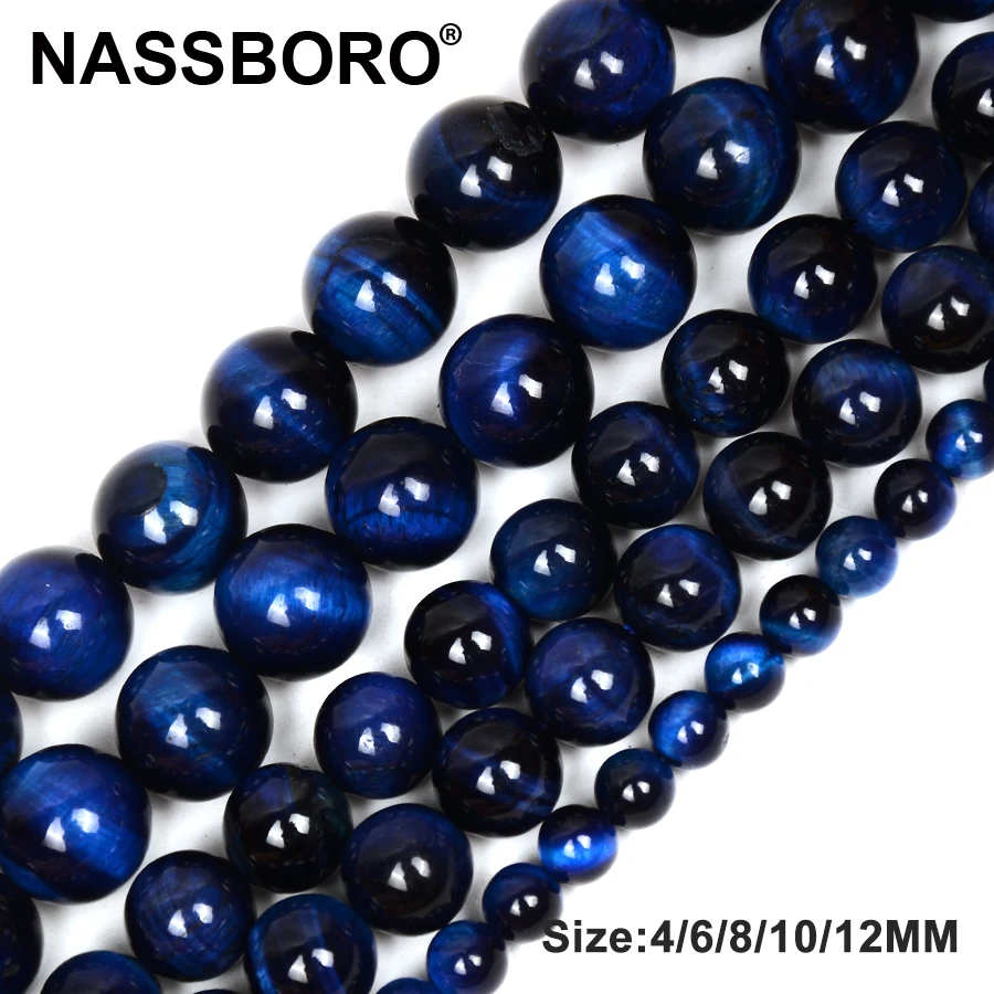 

High Quality Blue Tiger Eyes Natural Stone Charm Round Spacer Beads for Jewelry Making Diy Needlework Bead for Necklace Bracelet