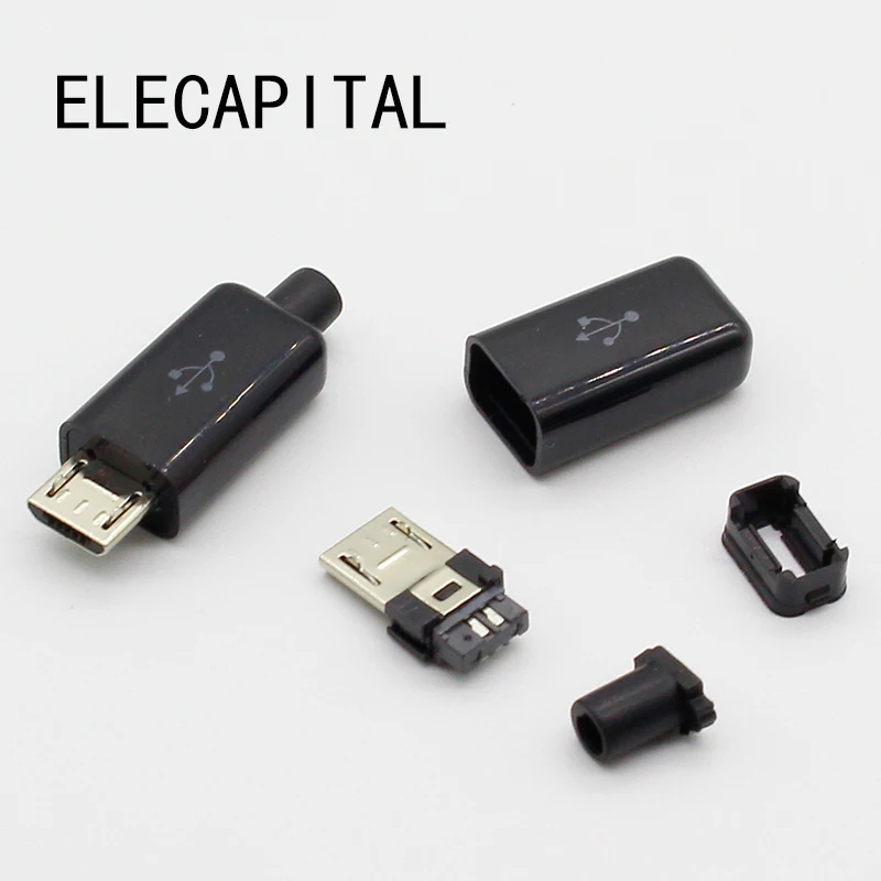 

10pcs DIY Micro USB Type B Male 5pin Four Piece Assembly Connector Plug Socket