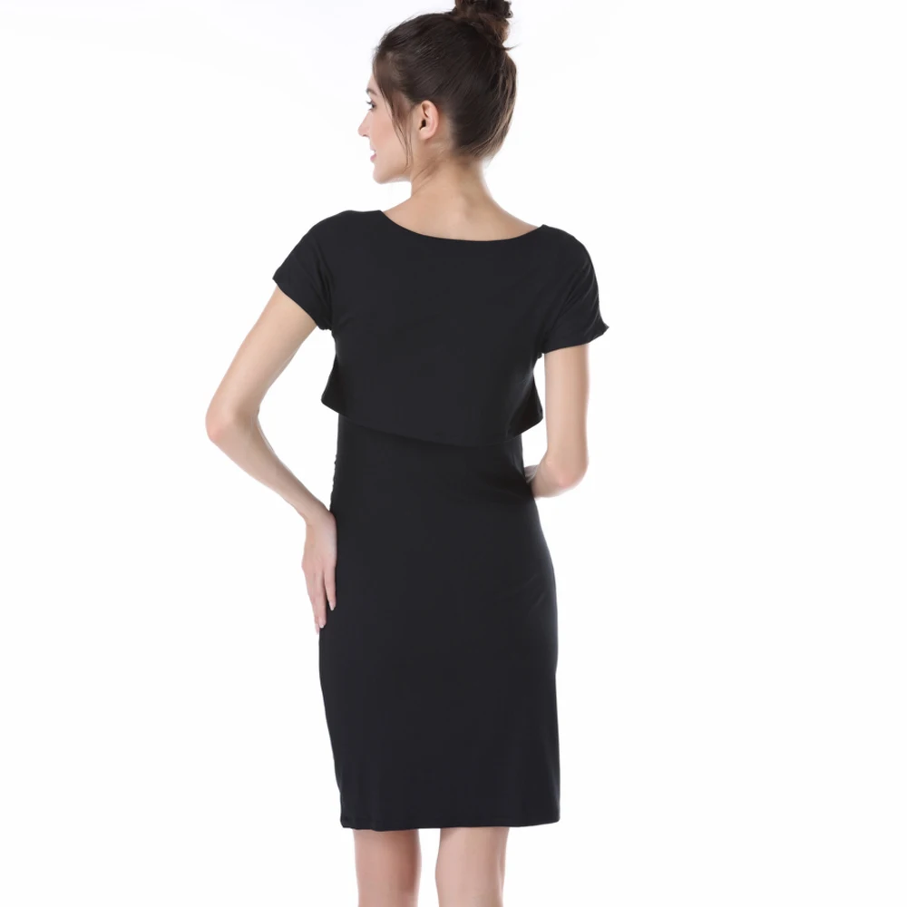 Летние эластичные платья для беременных из лайкры Одежда женщин Цвет черный