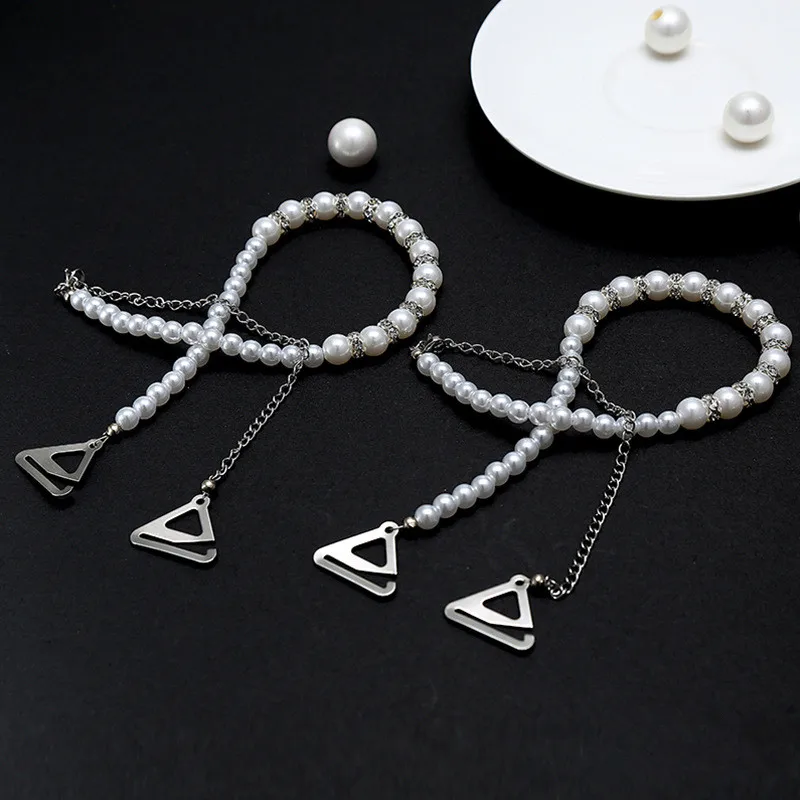 Pearls Rhinestone Топ имитация жемчуга невидимые бретели бюстгальтера платье Искусственный бюстгальтер ремни один ряд прозрачный кристалл секс цепь для невесты Свадьба Выпускной - Цвет: Pearls Rhinestone