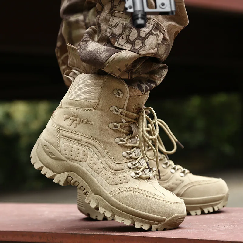 

hiking shoes men winter tactical shoes 2022 fashion hiking boots men comfortable flock wearproof lace up hunting shoes men