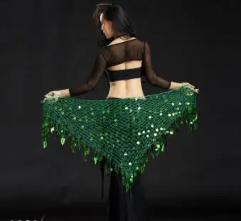 as picture Танец живота Костюм Bling Sequine хип шарф Племенной Бахрома Кисточкой обёрточная бумага пояс сплошной цвет Красный Серебряный Золотой - Цвет: as picture