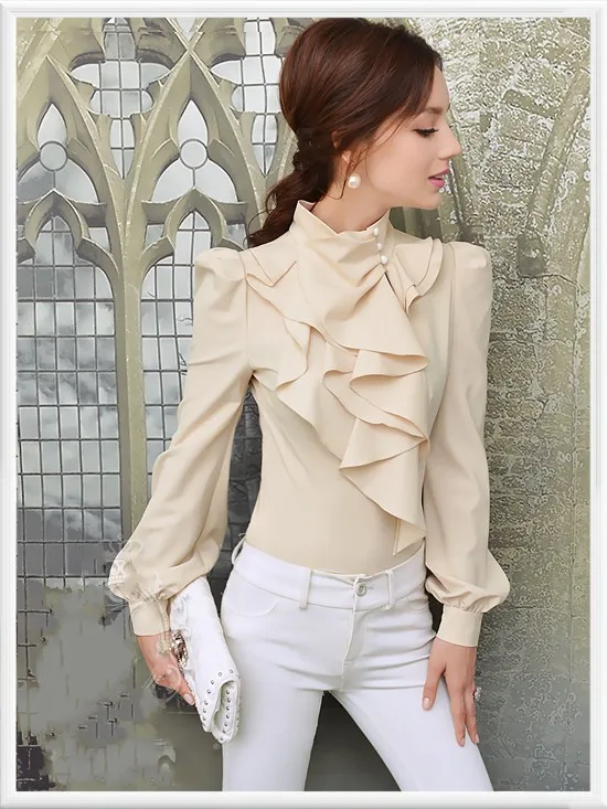 HAMALIEL/Модная весенняя женская рубашка топ 2018 однотонный воротник стойка с