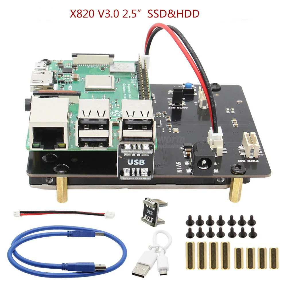 Raspberry Pi 3B + SATA X820 V3.0 2 5 дюйма SSD жесткий диск NAS Поддержка USB3.0 Плата расширения для |