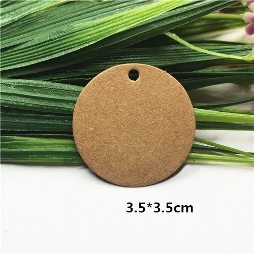 3.5x3.5cm brown 50 шт крафт-бумага прекрасный коричневый подарок навесные лейблы карты круглые и Т-образные Популярные сообщения Примечание имя карточка ручная работа креативные бирки карты - Цвет: 3.5x3.5cm brown