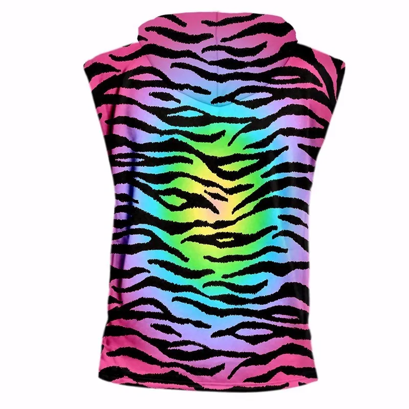 OGKB Summer Tops Cool Tank Top With Hood Print Colorful Leopard 3D Hooded Vest Singlets Man Hiphop Sleeveless Hoodies Pullovers | Мужская