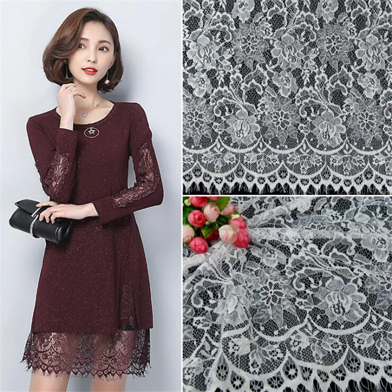 3 ярда красивые мягкие черные белые цветочные ресницы кружевная отделка бахрома