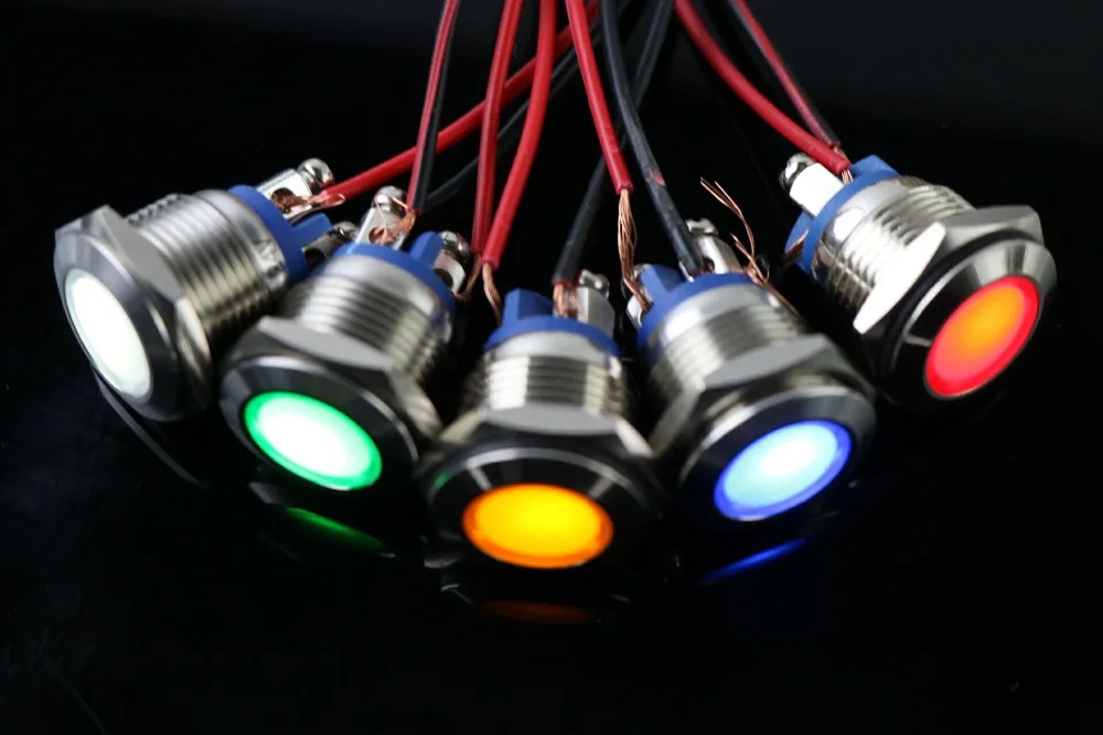 AC 220V 16mm металлическая сигнальная светового Индикатора светодиодный светильник