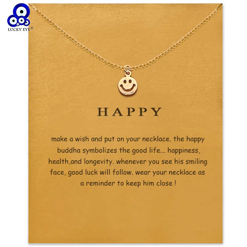 Lucky Eye смайлик ожерелье с подвеской звено цепи Шарм цепочки и ожерелья Wish Card Happy подарки для женщин мужчин Jewelry LE49
