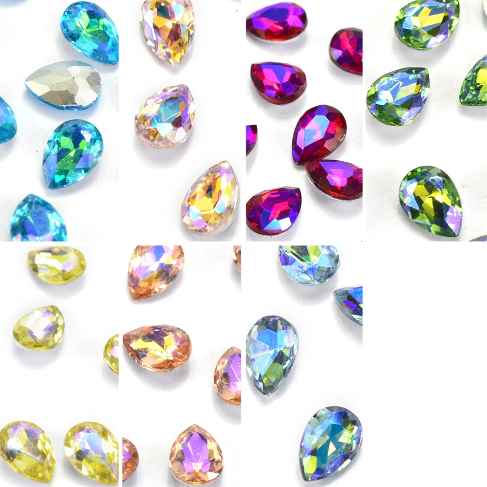 10 шт. Стразы ab Crystal блестящие женские серьги-гвоздики Miss Lady прямая цветная подвеска пламени Стекло украшения искусства ногтя серебро задняя 3D украшения JI103