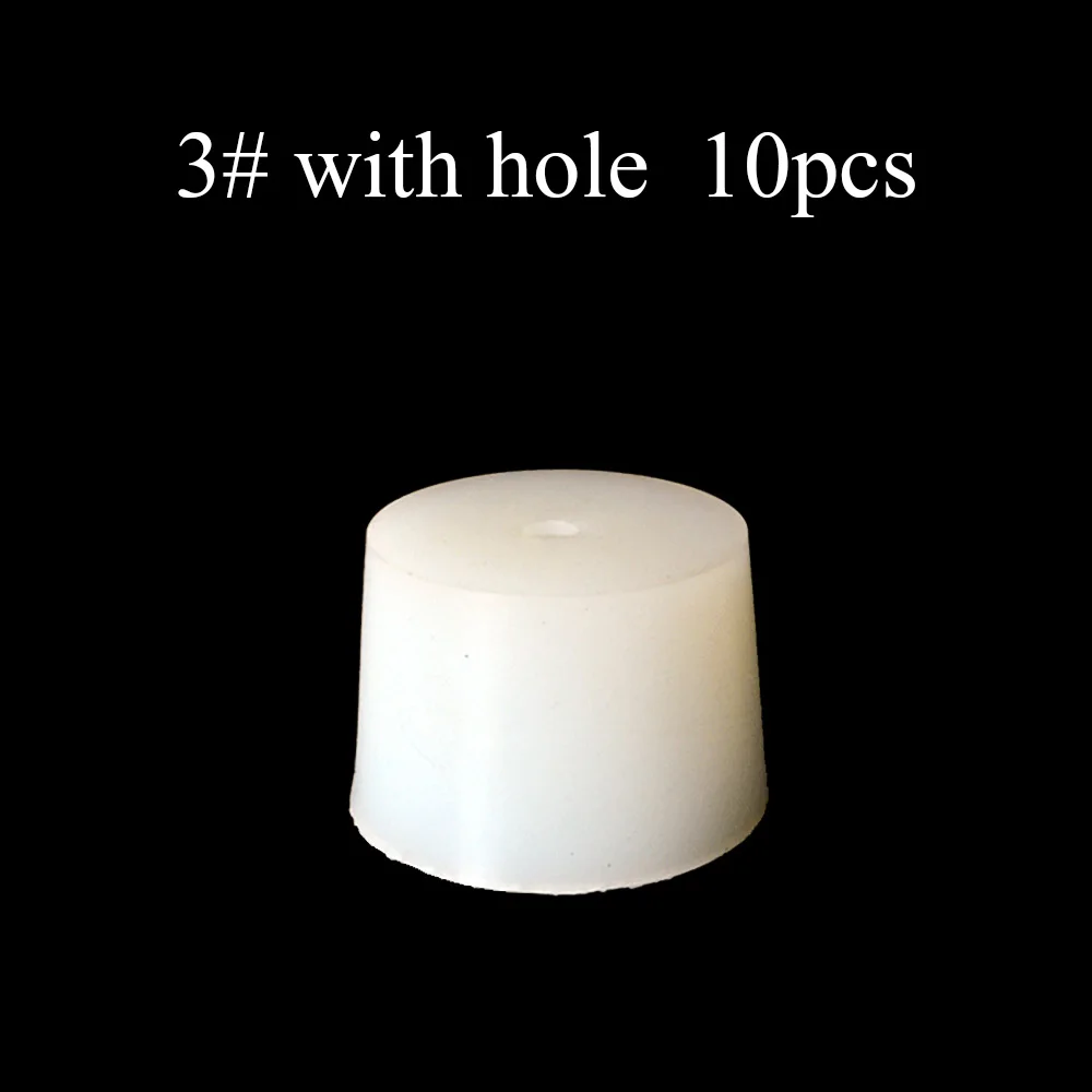 3 with hole 10pcs Домашние винные пробки для варки, Силиконовая пробка с отверстием для воздушного клапана, пузырьковый клапан, класс с силиконовой резиновой пробкой, пивоваренный инструмент acces - Цвет: 3 with hole 10pcs