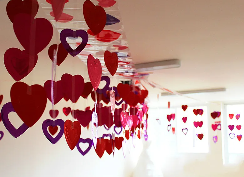 3 м Длинная гирлянда с блестками сердце потолочная День Святого Валентина