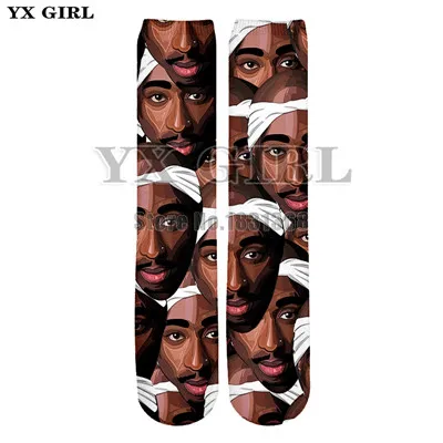 Слоновая кость Г., 2Pac/Biger, черный/Эйнштейн/Трамп, забавные короткие носки в стиле Харадзюку, забавные носки унисекс с объемным рисунком, толстые носки с принтом - Цвет: Слоновая кость